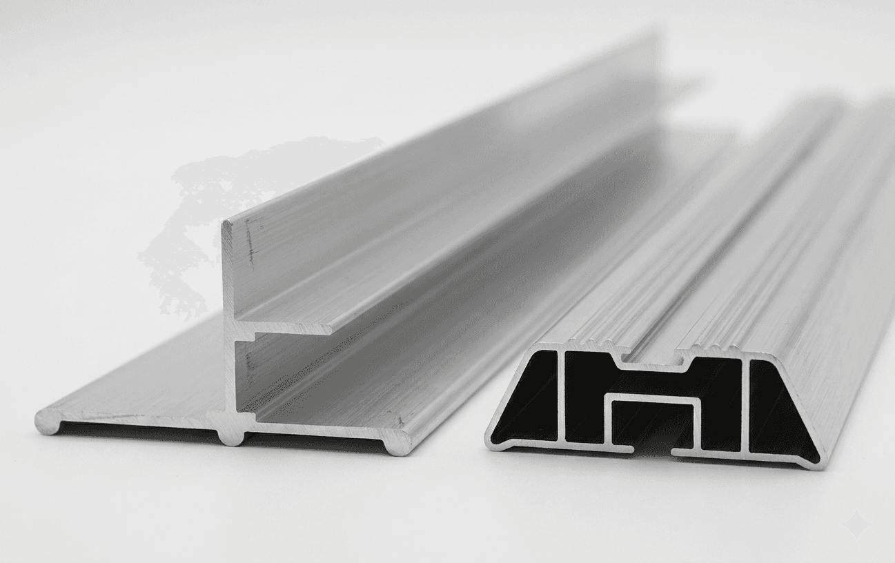 Aluminium extrusion profiles side by side