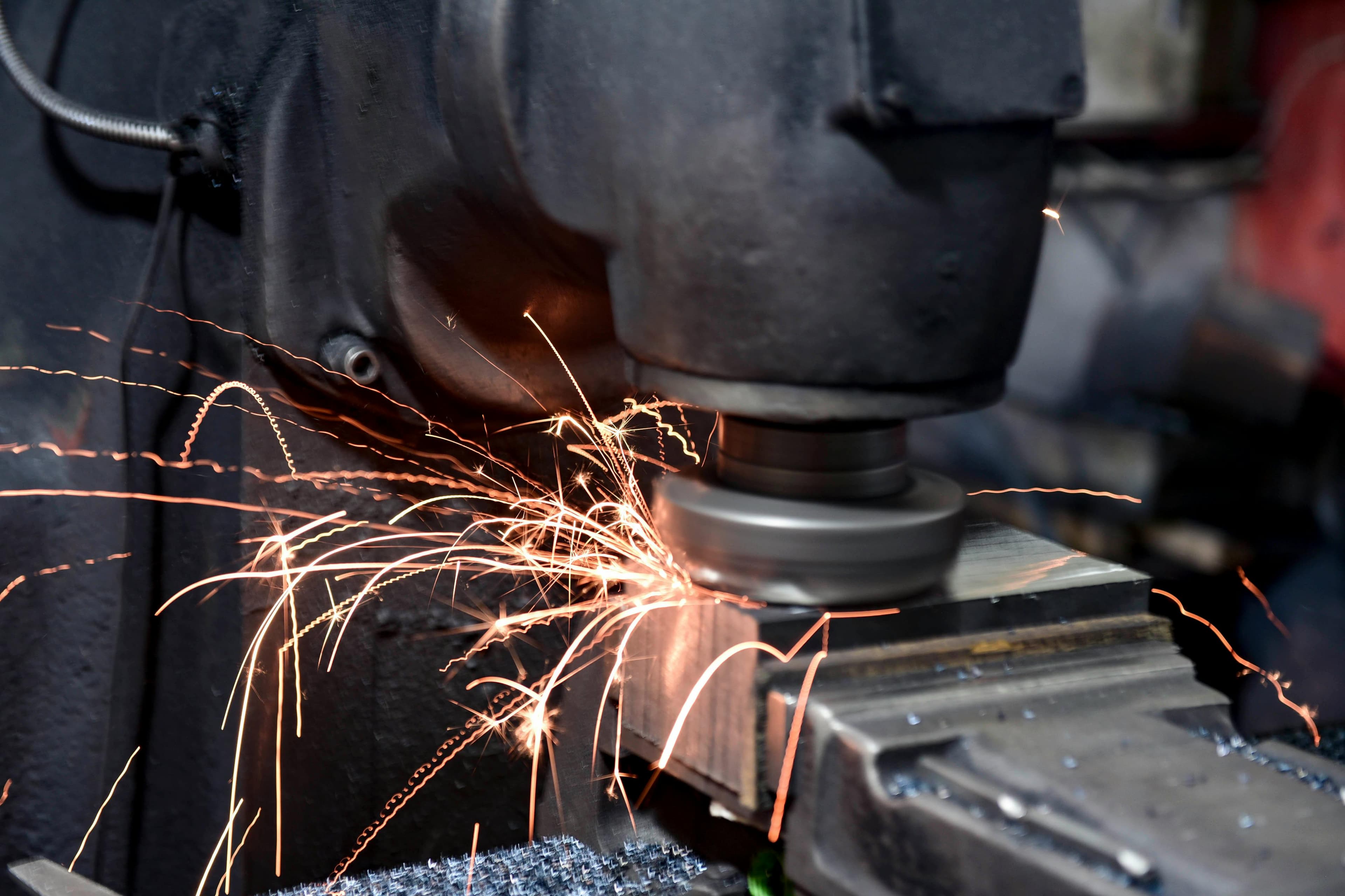 Surface grinding sparks